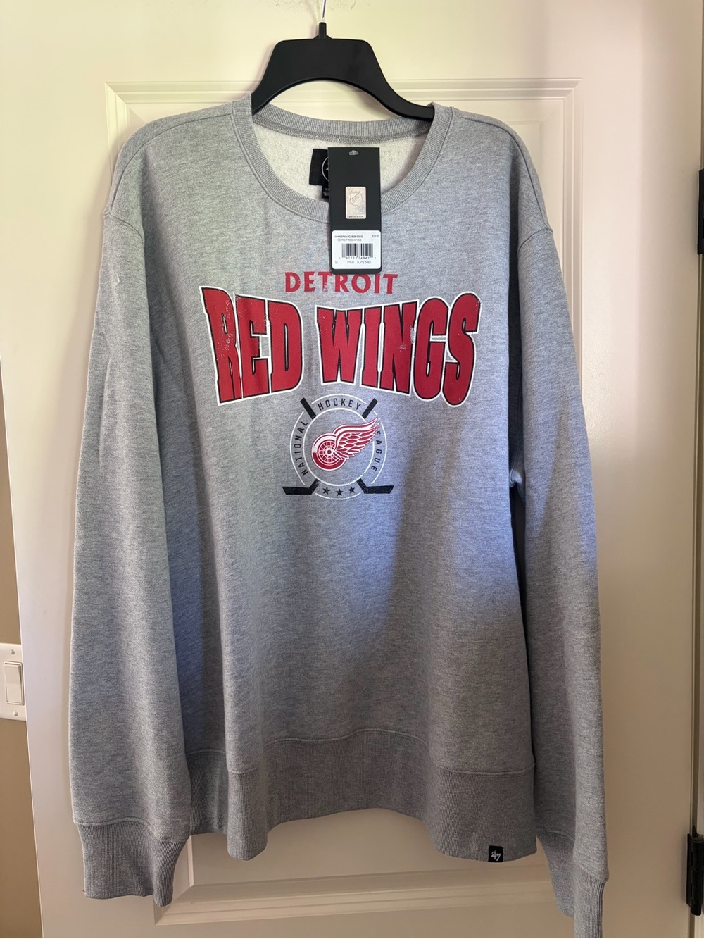 NWT ‘47 Brand NHL Detroit Red Wings Gray and Red Crewneck